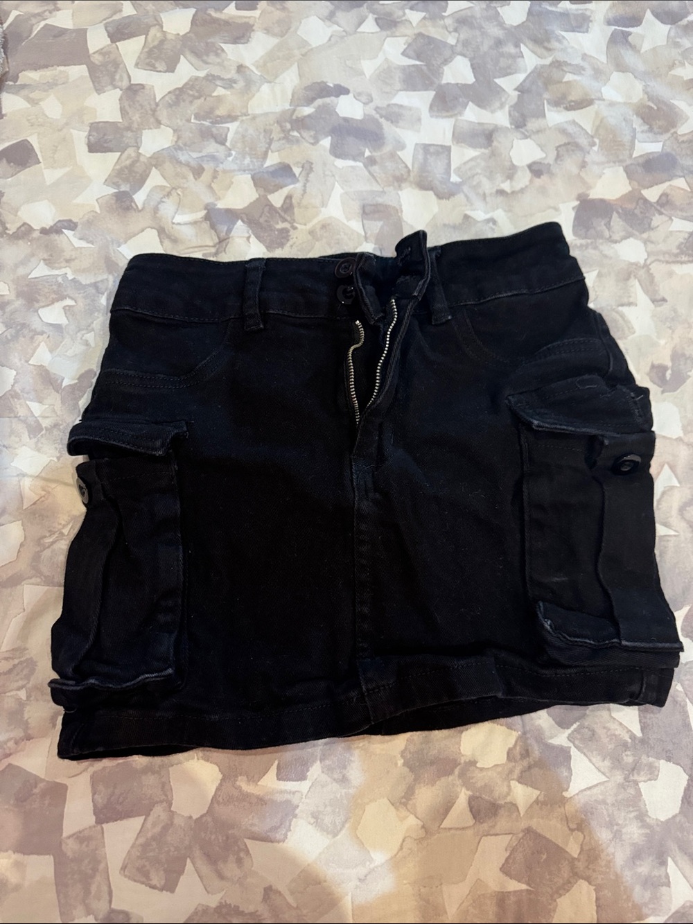 Black Cargo Mini Skirt - Women